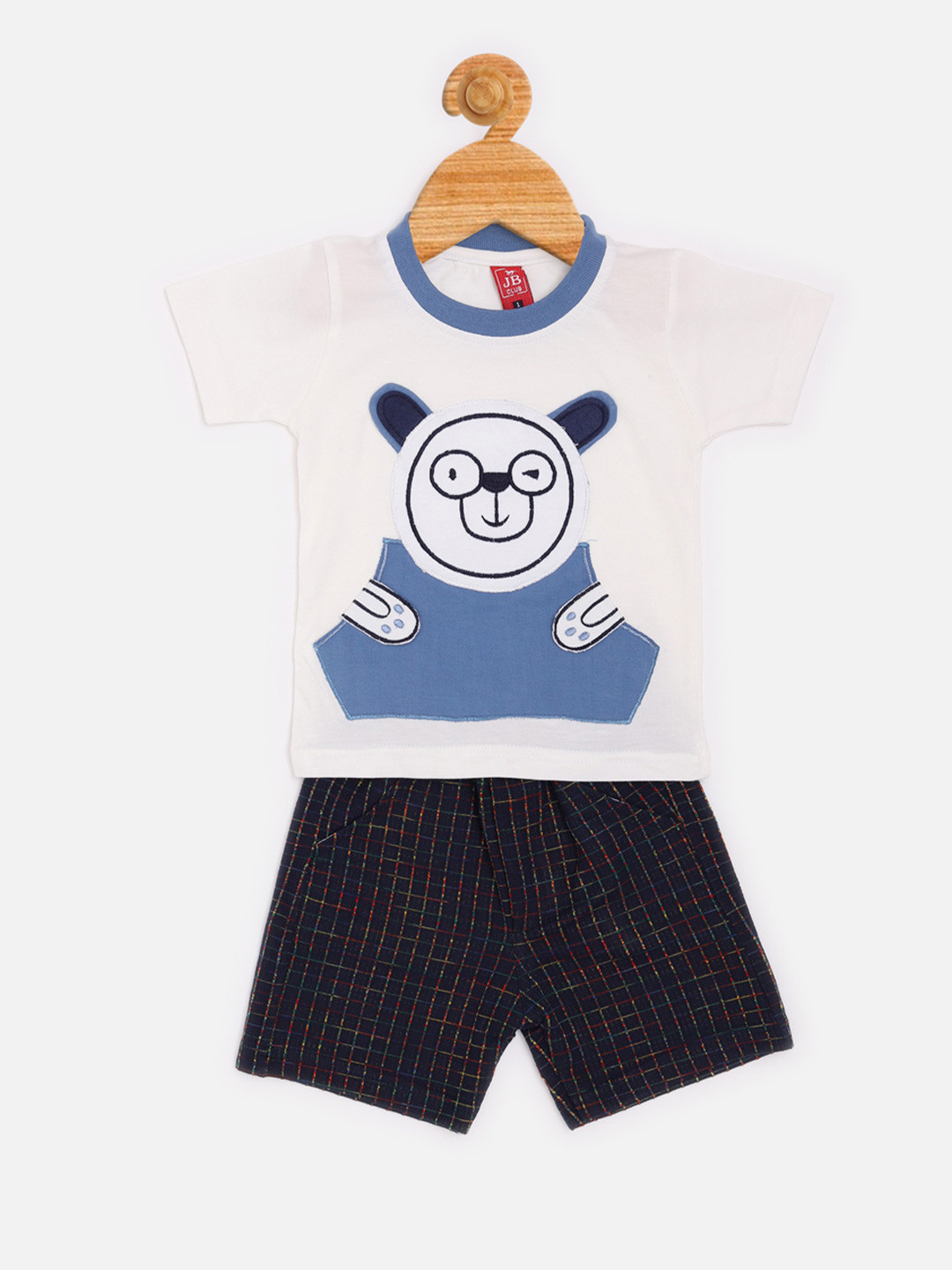 Jaybee Boys Blue & White Printed T-shirt with Shorts