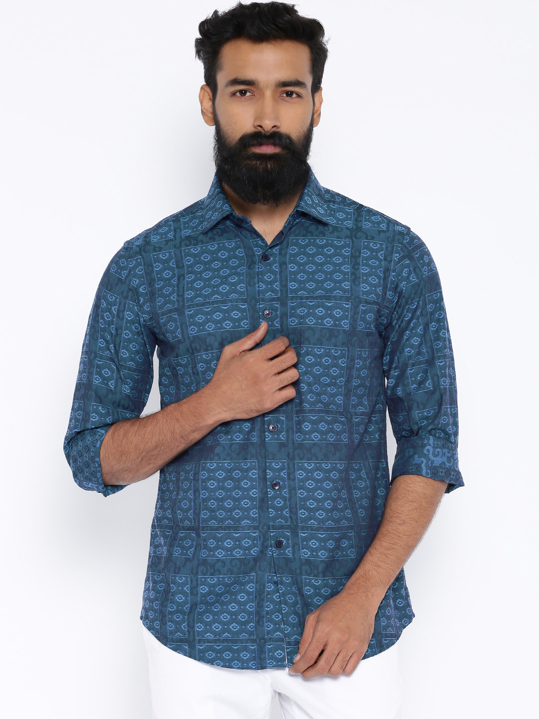 Black Coffee Blue Slim Casual Shirt