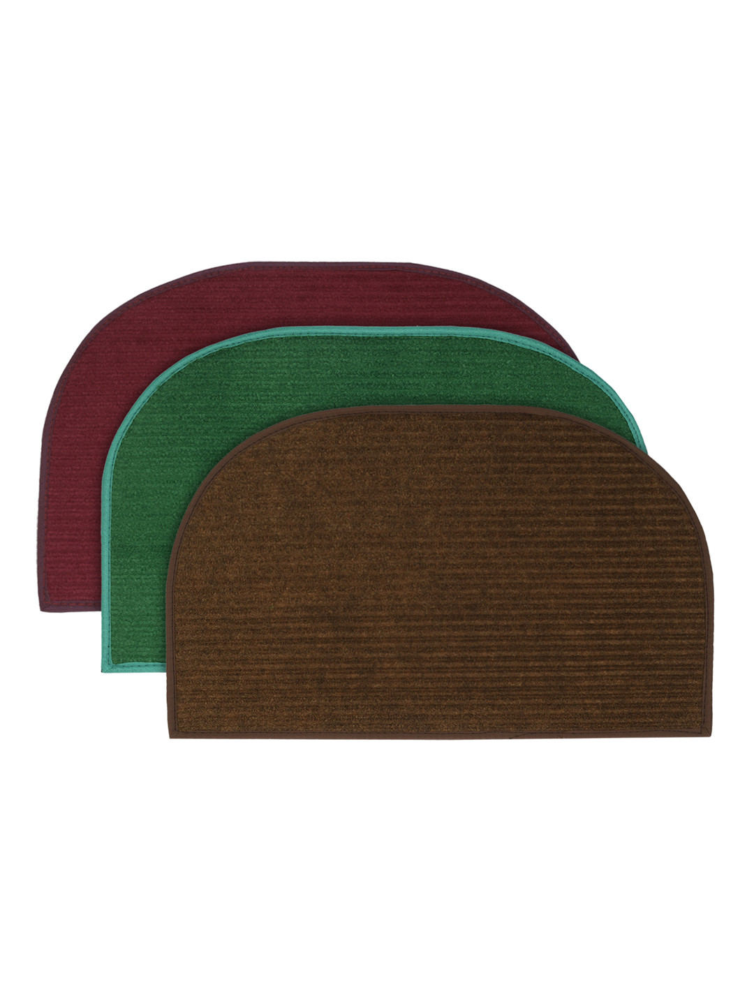 Kuber Industries Set Of 3 Multicooloured Striped Anti -Skid Doormats