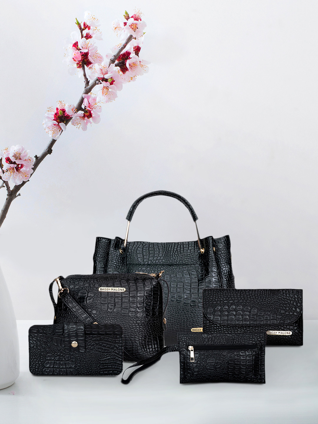 Bagsy Malone Black Pack of 5 Textured Bag