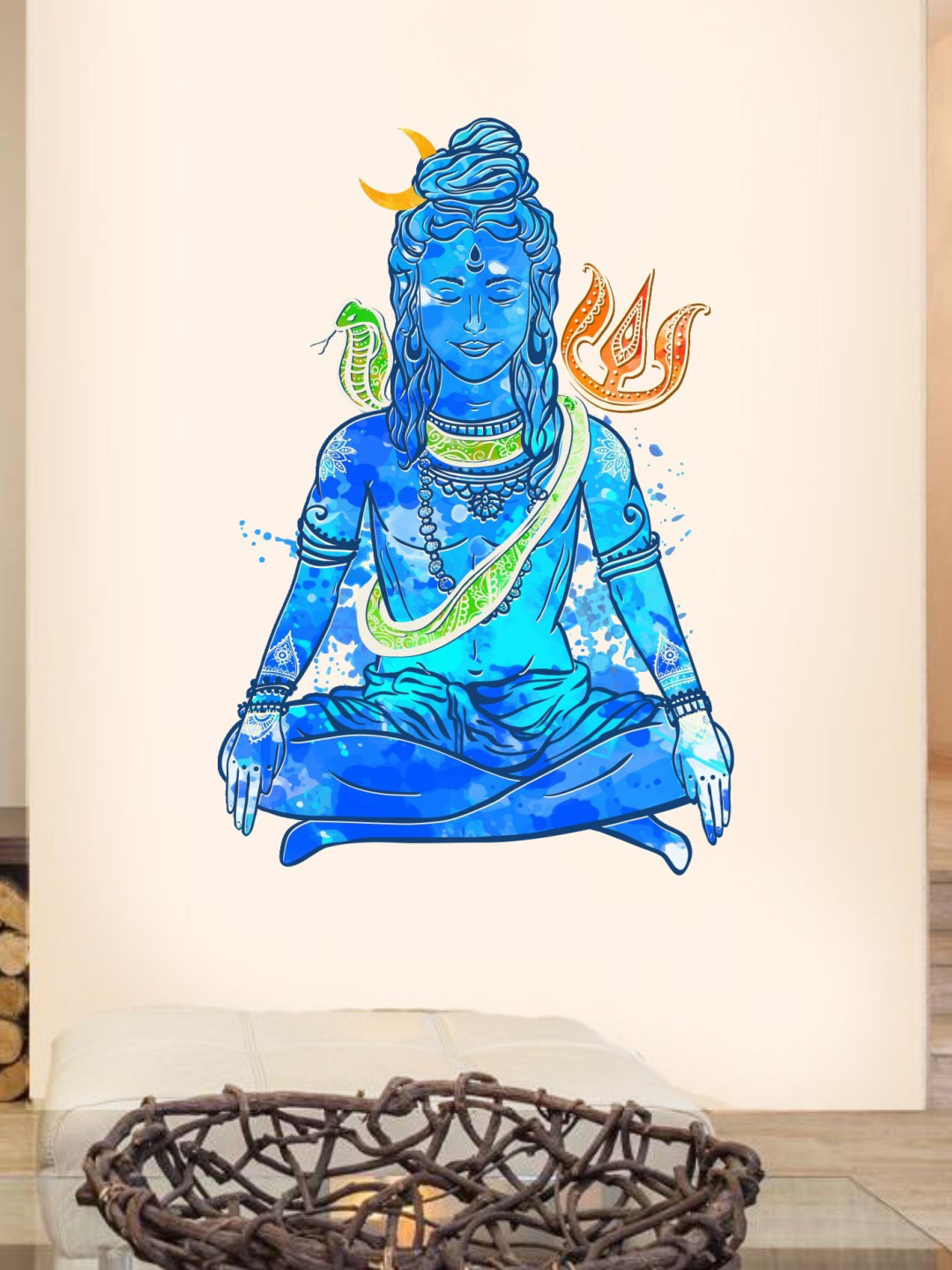 rawpockets Blue Divine Lord Shiva Wall Stickers