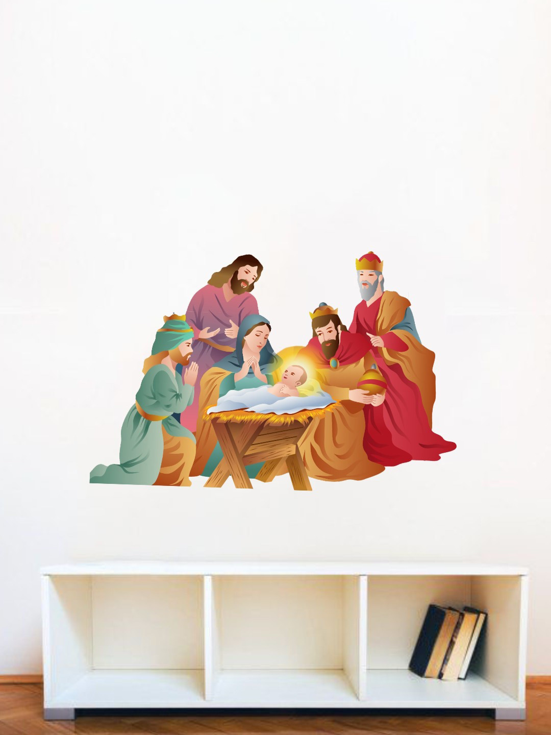 rawpockets Multicoloured Lord Jesus Born Story Wall Stickers