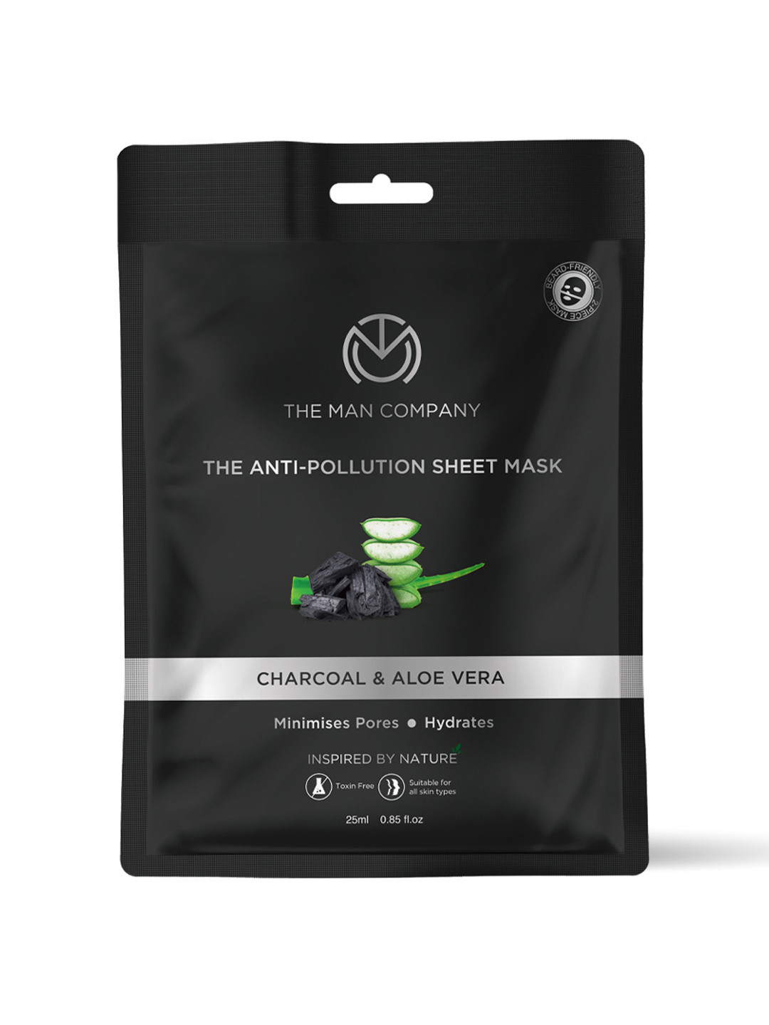 THE MAN COMPANY The Anti-Pollution Face Sheet Mask with Aloevera & Charcoal - 25 ml