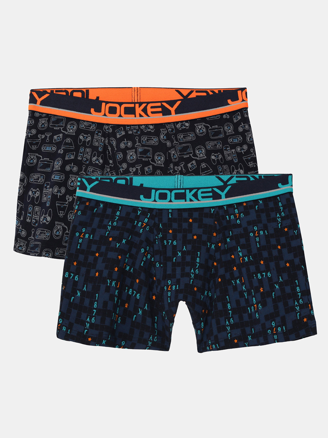 Jockey Boys Assorted Pack Of 2 Printed Trunk With Front Open Fly - PB03