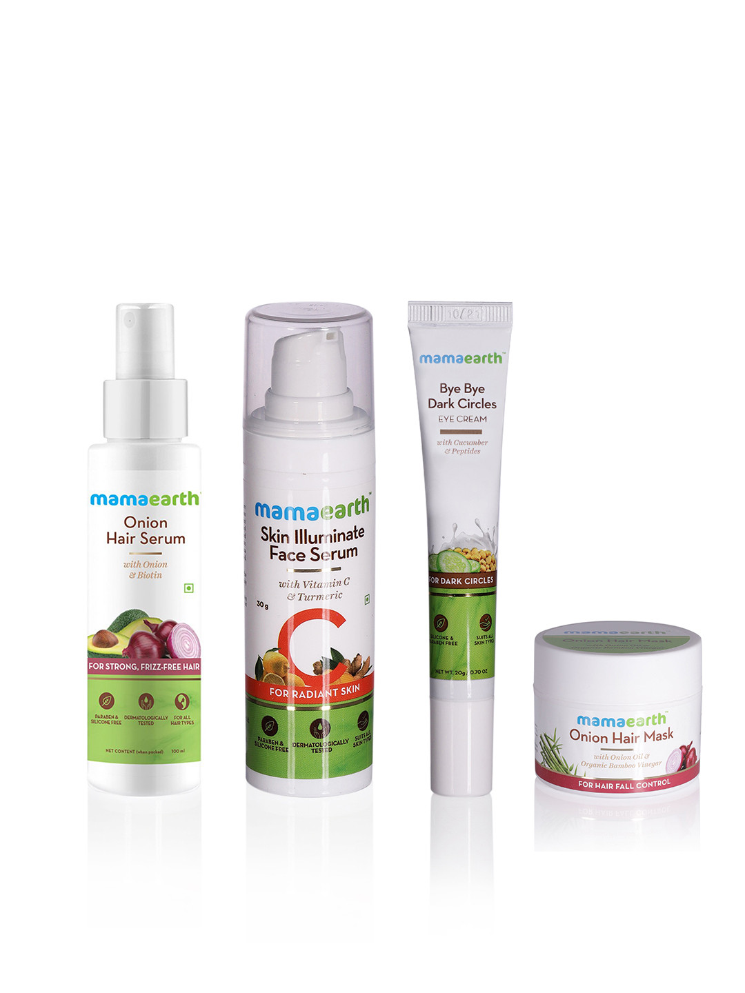 Mamaearth Sustainable Set of Onion Hair Mask, Eye Cream, Face Serum & Onion Hair Oil