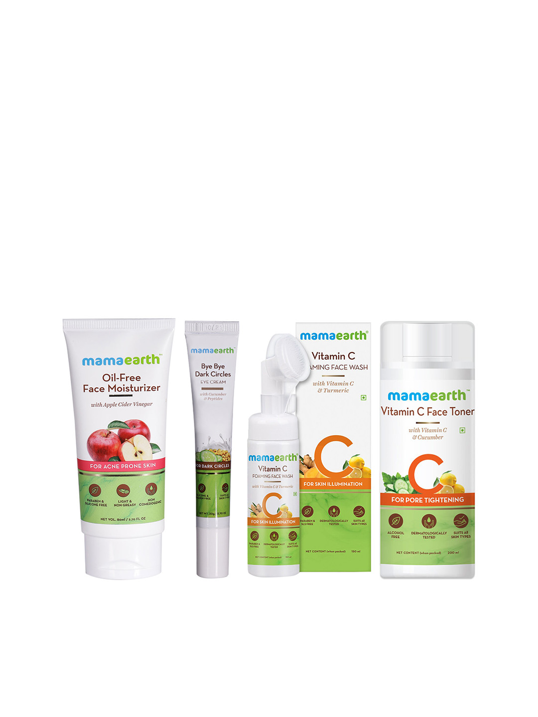 Mamaearth Unisex Set of Sustainable Face Moisturizer, Eye Cream, Face Toner & Face Wash