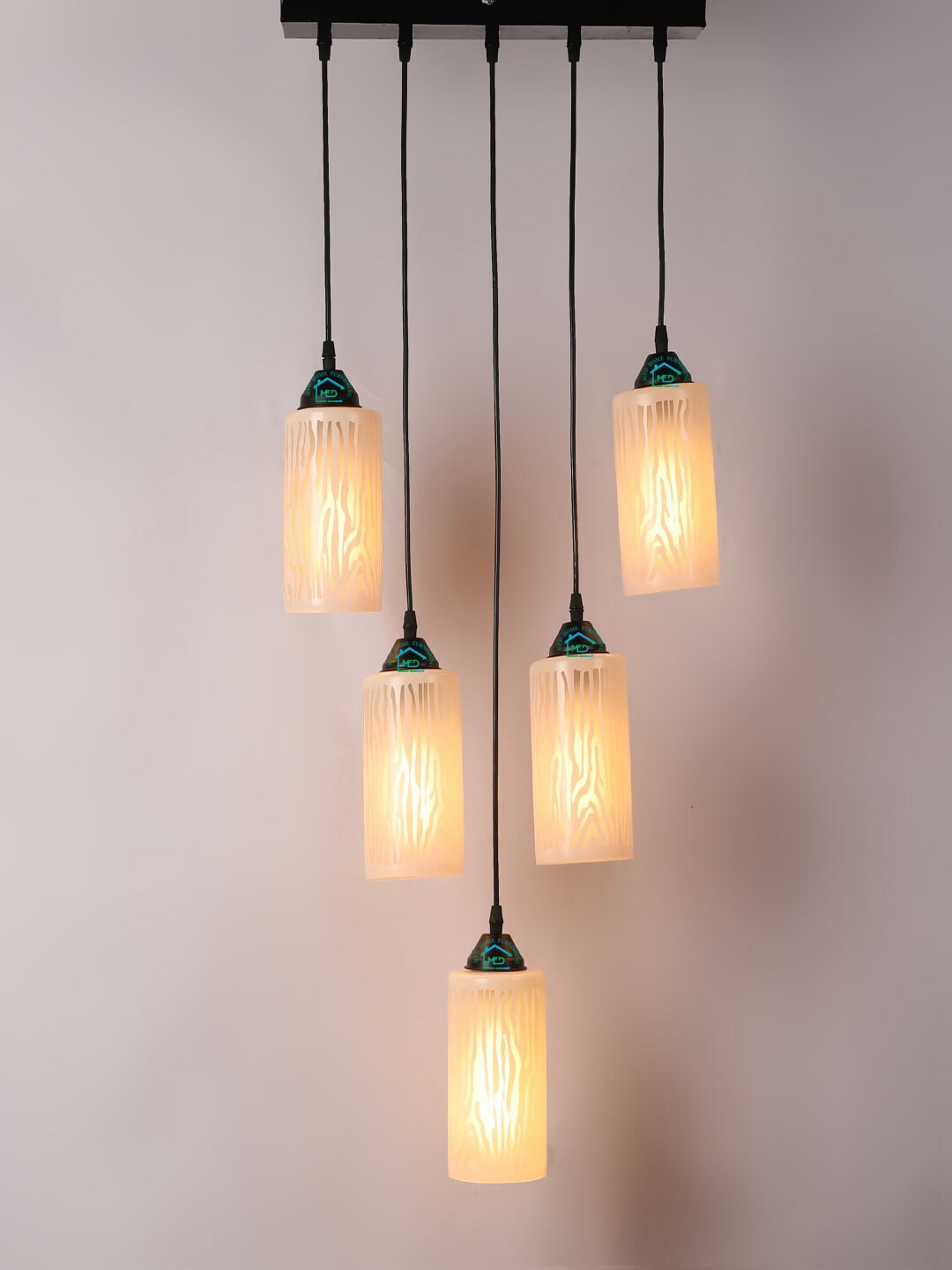 MFD HOME FURNISHING White & Black Self Design Contemporary Cluster Lights