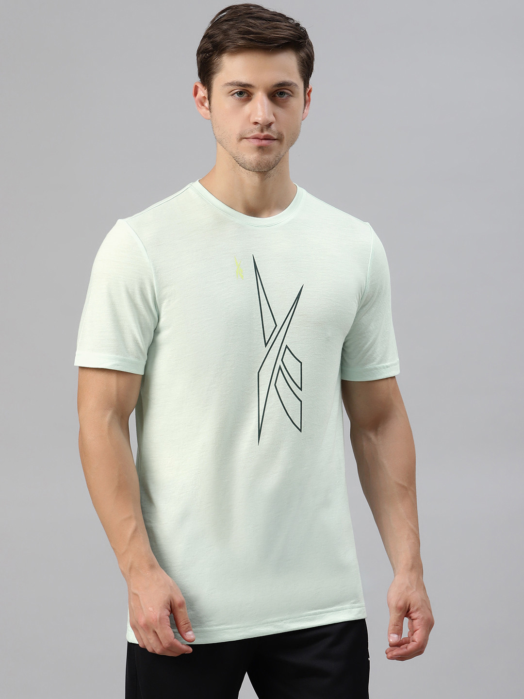 Reebok Men Blue MYT Graphic Print Slim Fit Round Neck T-shirt