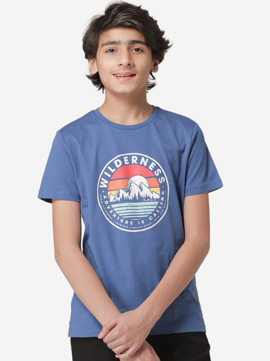 Red Tape Boys Blue Printed Round Neck T-shirt