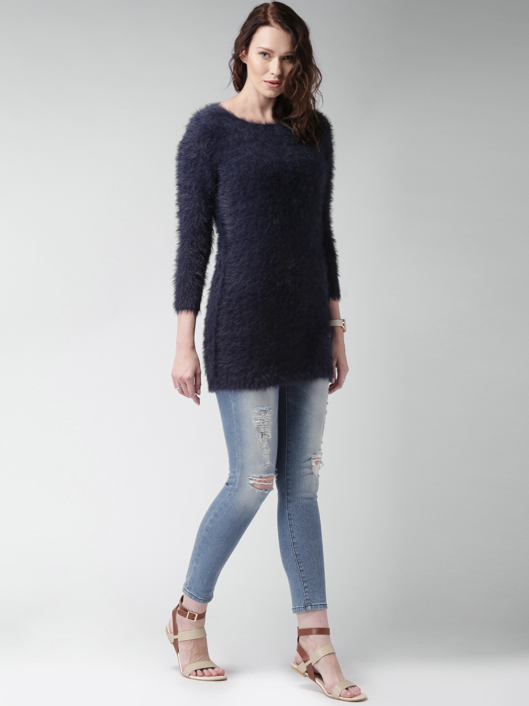 Sweater with 2024 faux fur