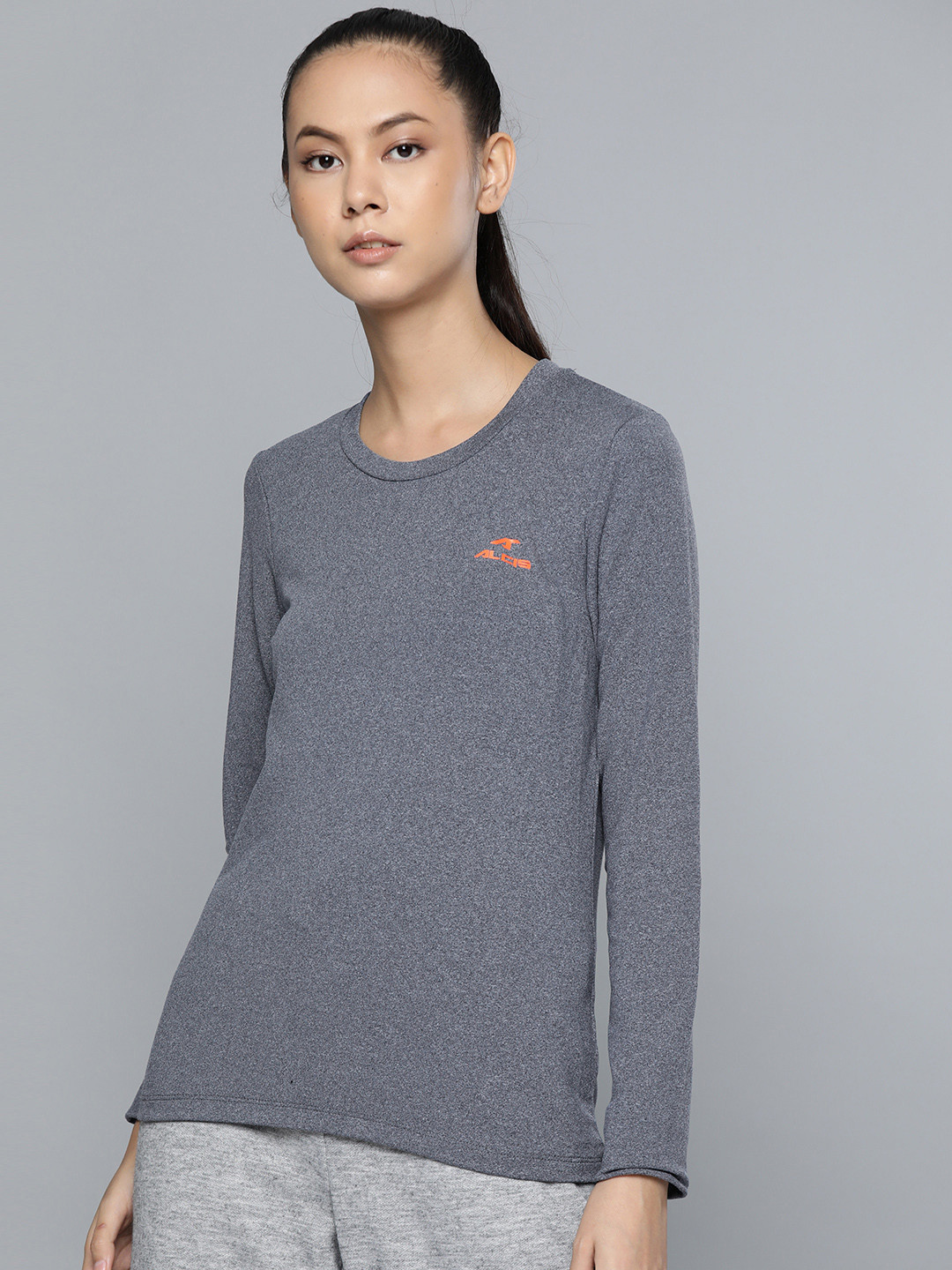 Alcis Women Grey Self-Designed T-Shirt