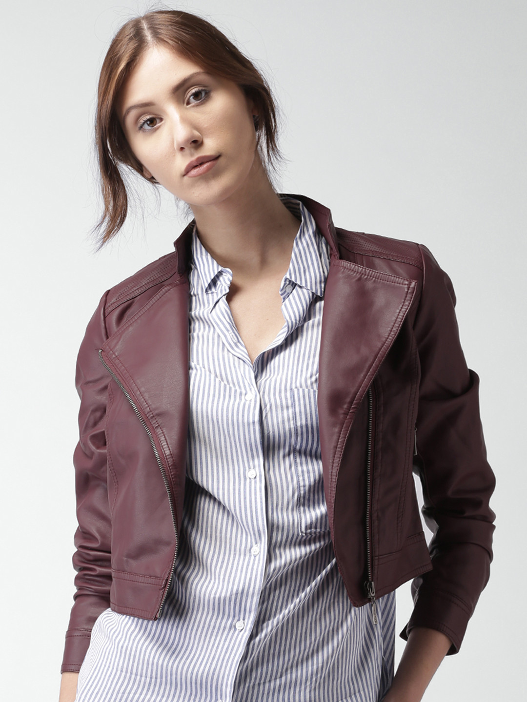 burgundy crop jacket