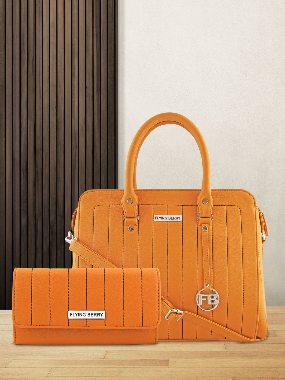 FLYING BERRY Tan Brown Textured Handheld Bag Combo