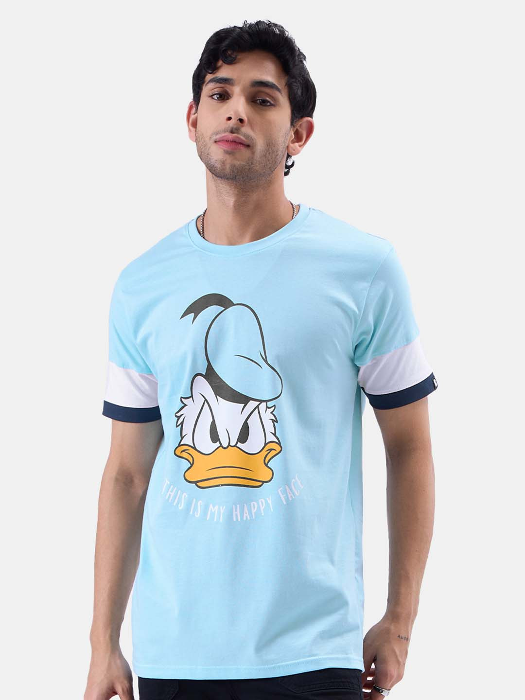 The Souled Store Men Blue Printed Round Neck Oversized T-Shirt