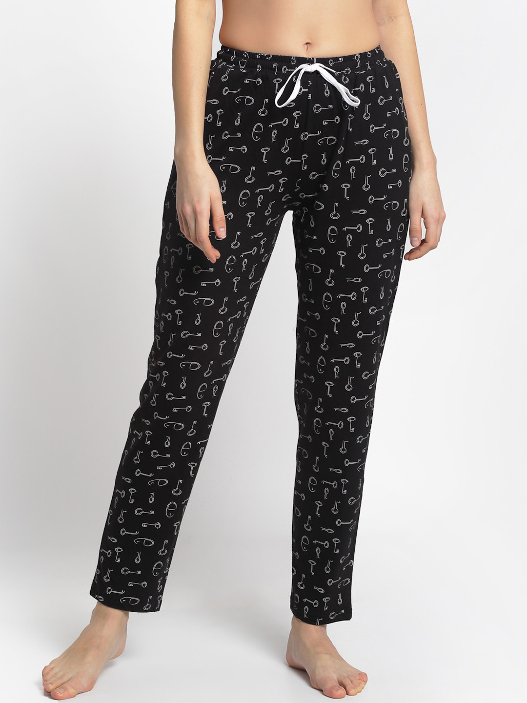 Boston Club Women Black & White Printed Lounge Pants