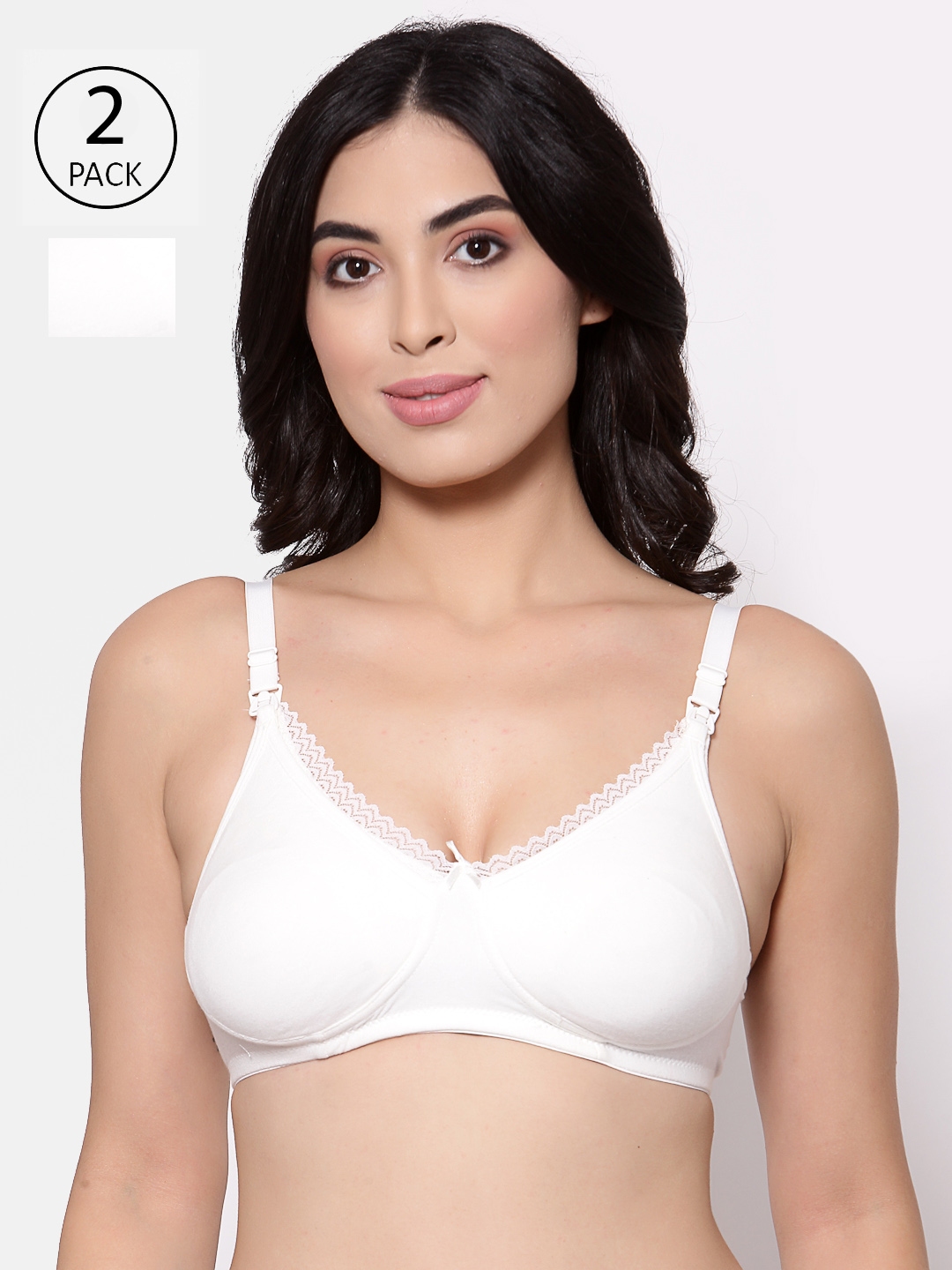 InnerSense Bamboo Cotton Padded Non-Wired Full Coverage Maternity / Nursing  Bra (Pack of 2) - Skin