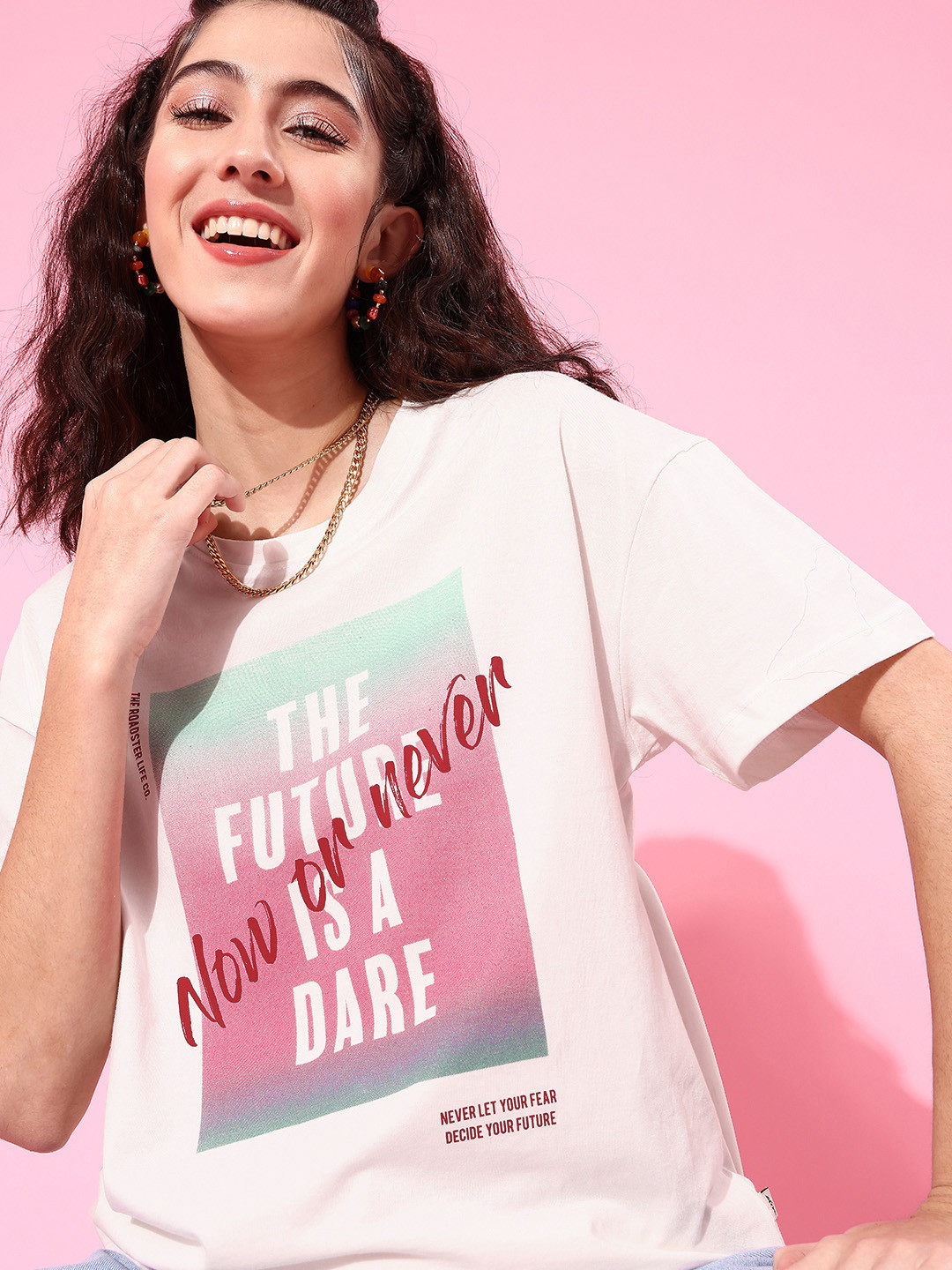 Roadster Women Classic White Typography Better Slogan Tshirt