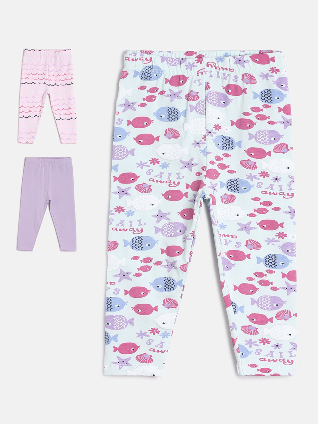 MINI KLUB Infant Girls Pack Of 3 Ankle-Length Leggings