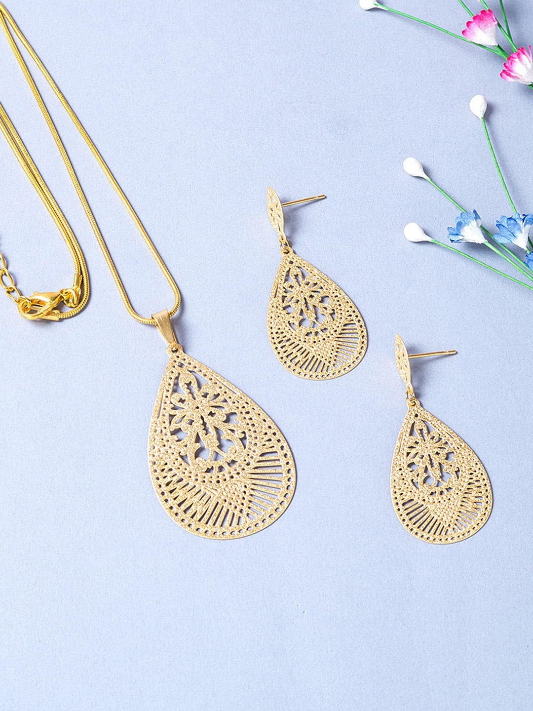 Golden Peacock Gold Plated Filigree Jewellery Set