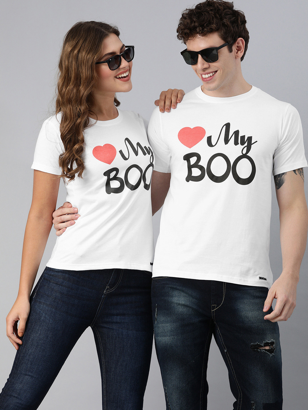BRATMA Men White  Black Typography Print Round Neck Pure Cotton T-shirt