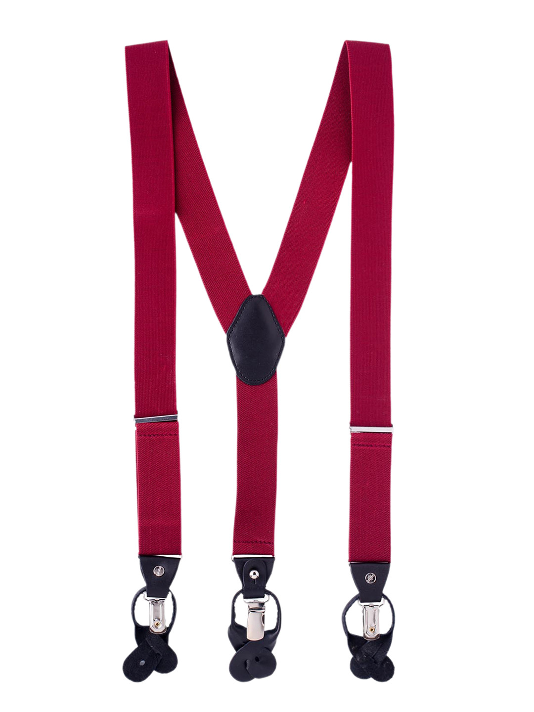The Tie Hub Men Maroon Solid Y Back Button Suspenders
