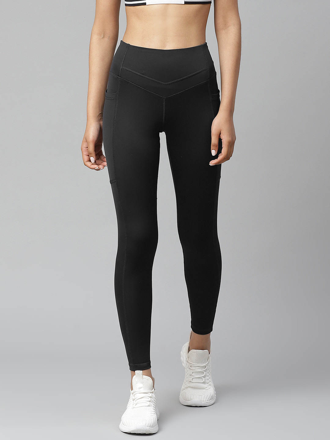 skyria Women Black Solid Hight Rise TechDry Gym Tights