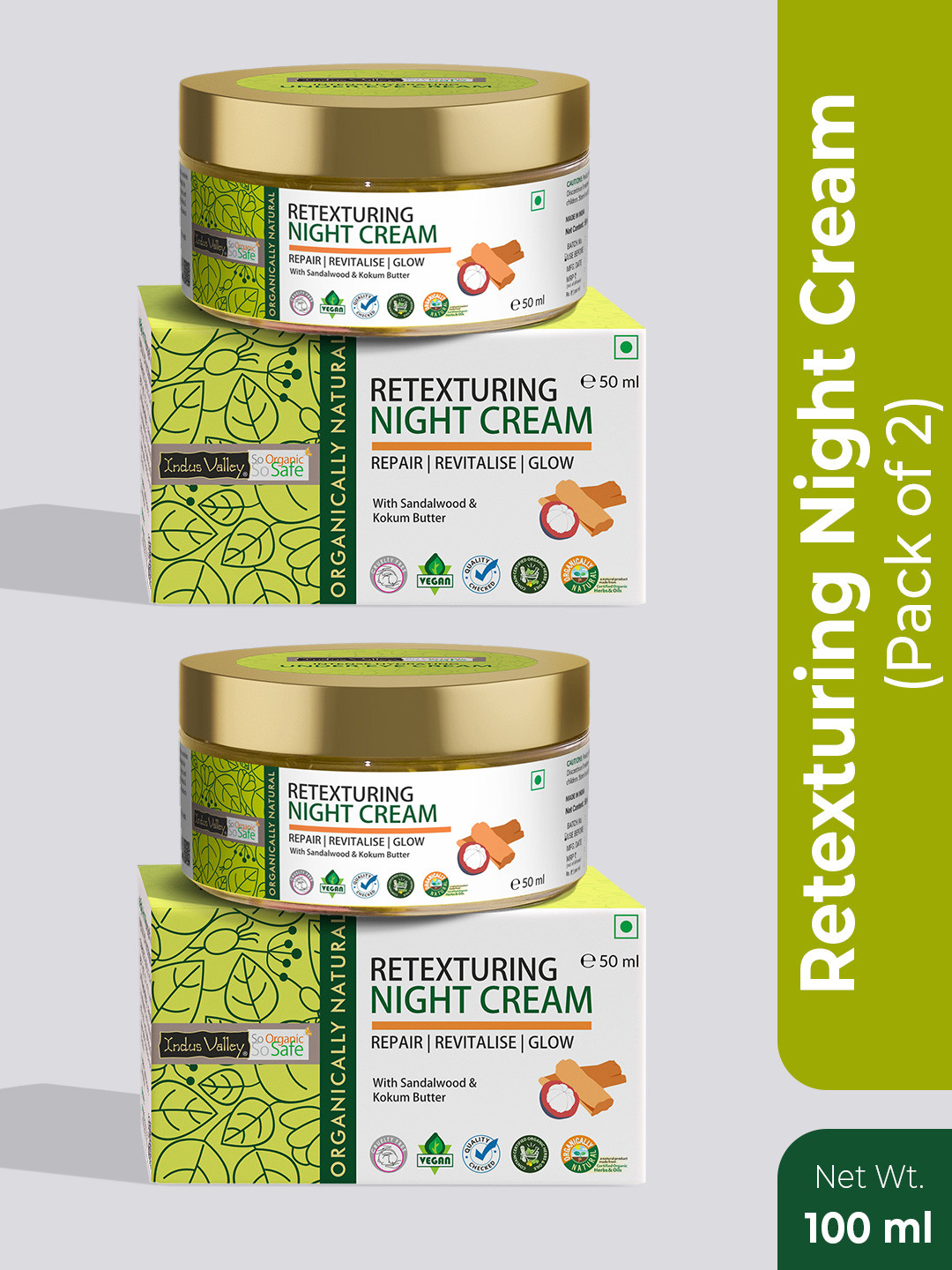 Indus Valley Unisex Pack Of 2 Retexturing Night Cream 100 ml