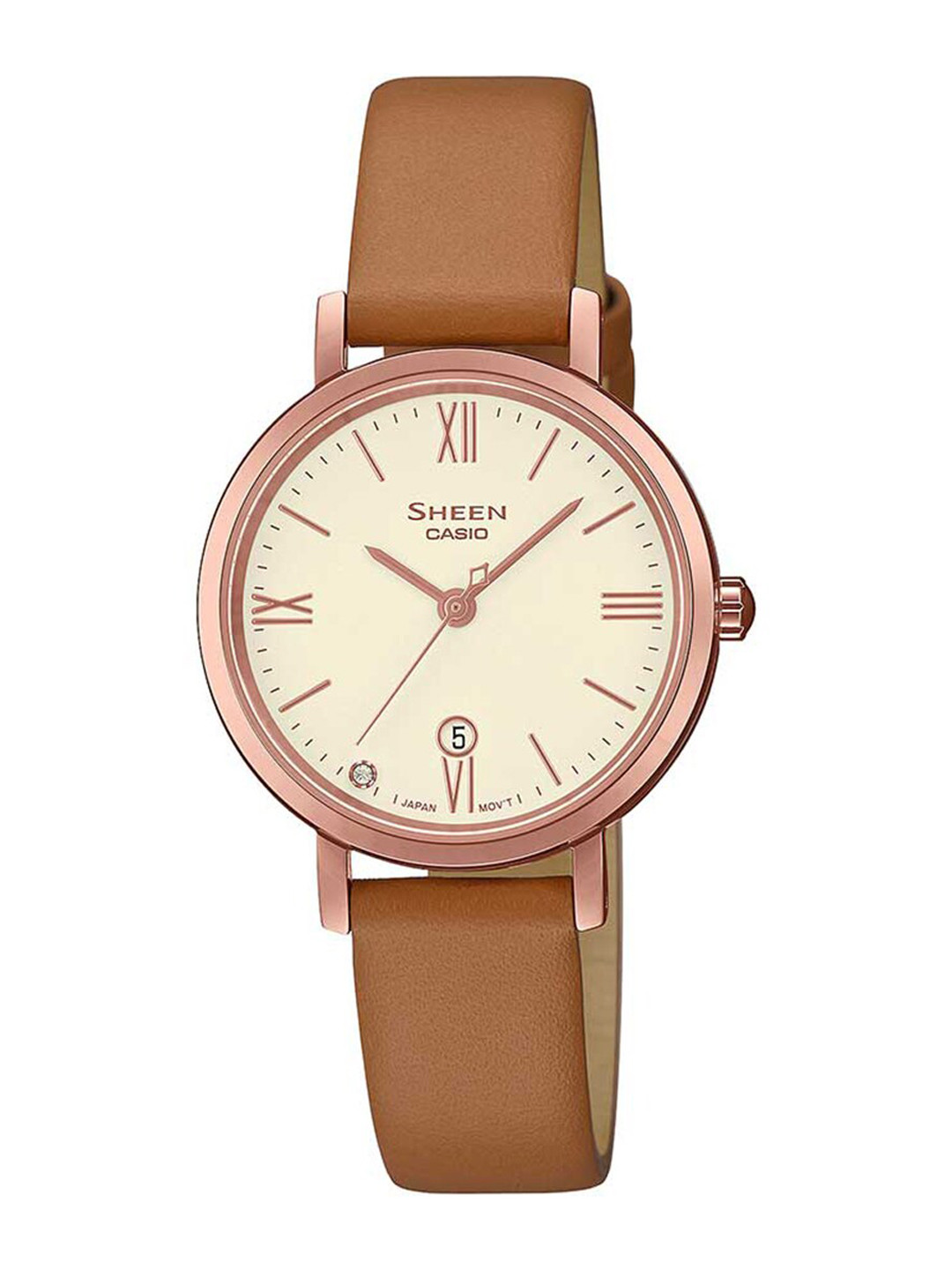 CASIO Women Rose Gold & Brown Analogue Watch SHE-4540CGL-9AUDF