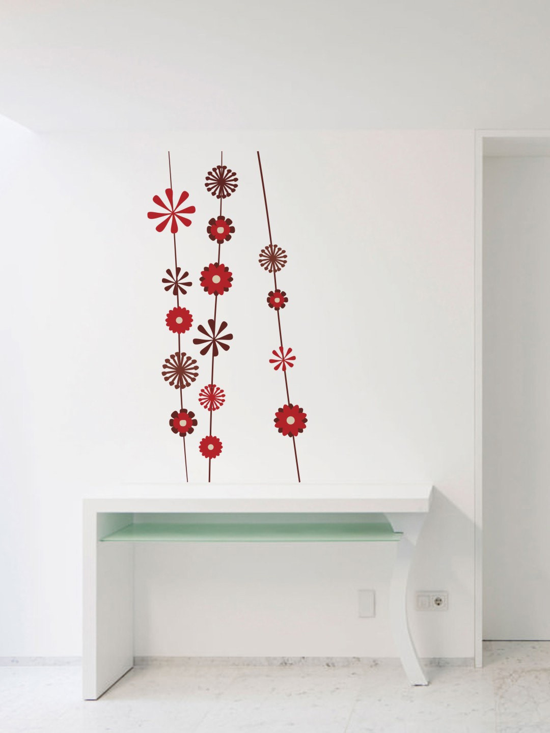 rawpockets Red & Brown Decorative Flower Wall Sticker