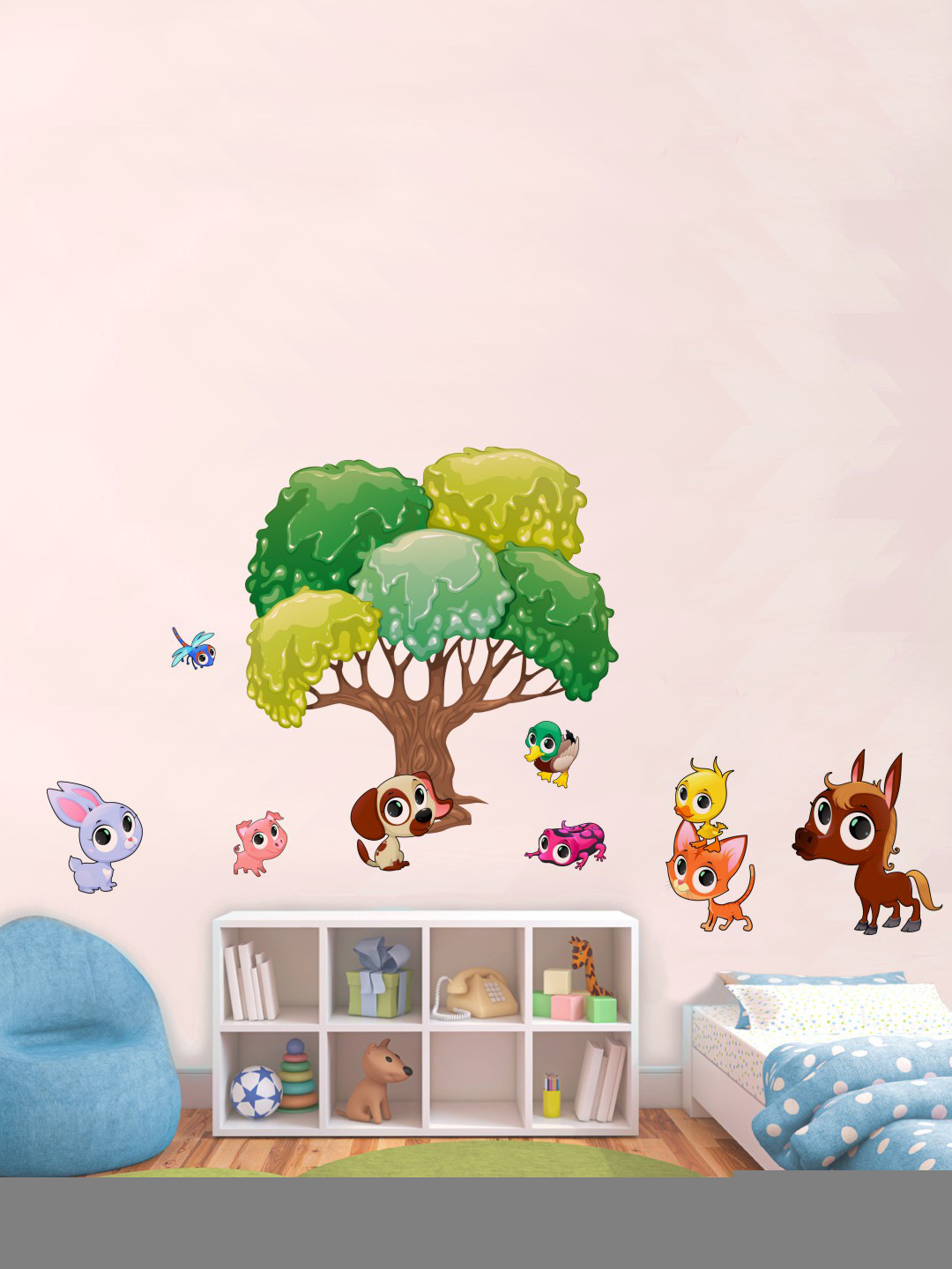 rawpockets Green & Brown Baby Animals Vinyl Wall Sticker