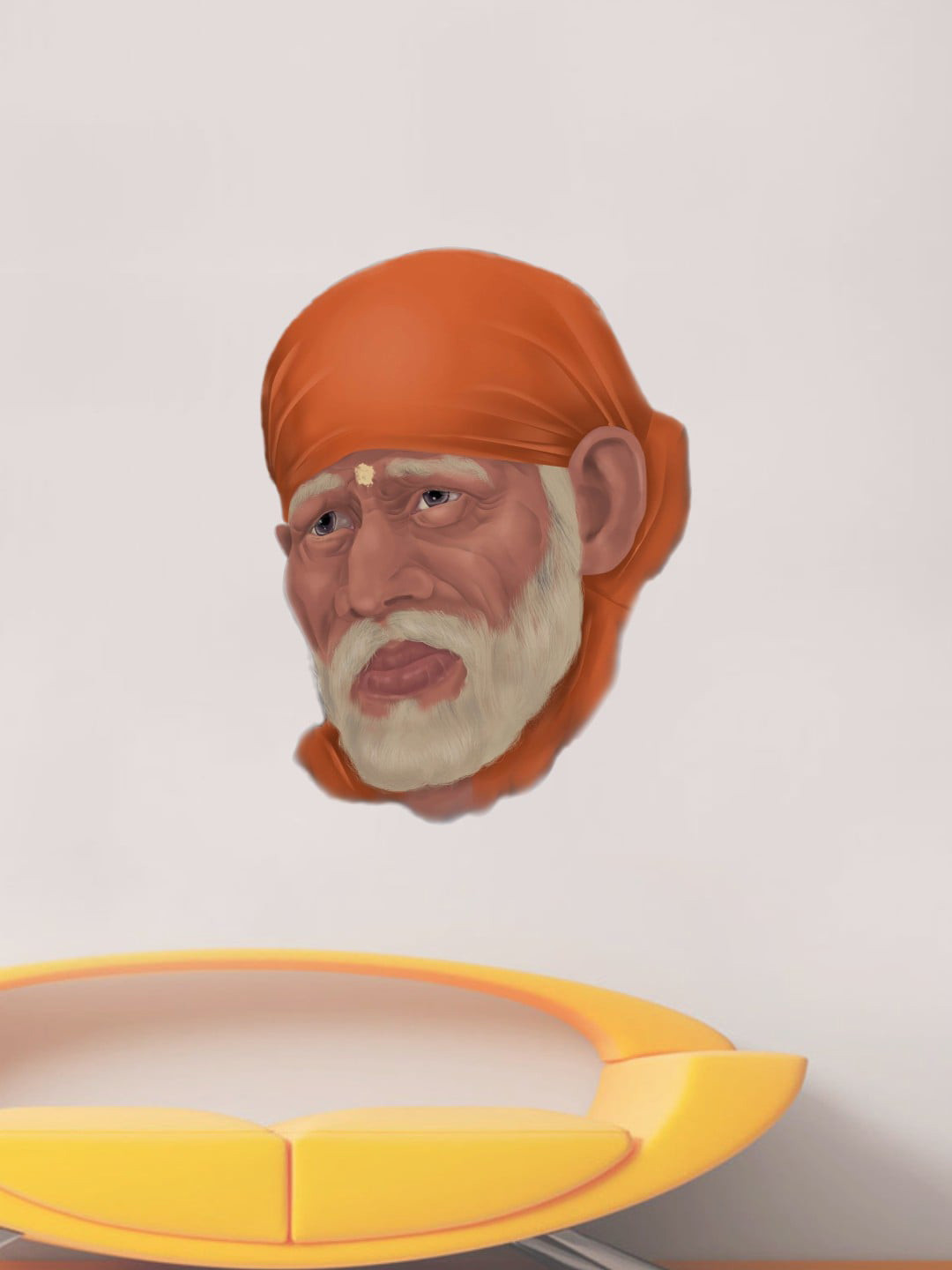 rawpockets Orange & Beige Sai Baba God Vinyl Wall Sticker