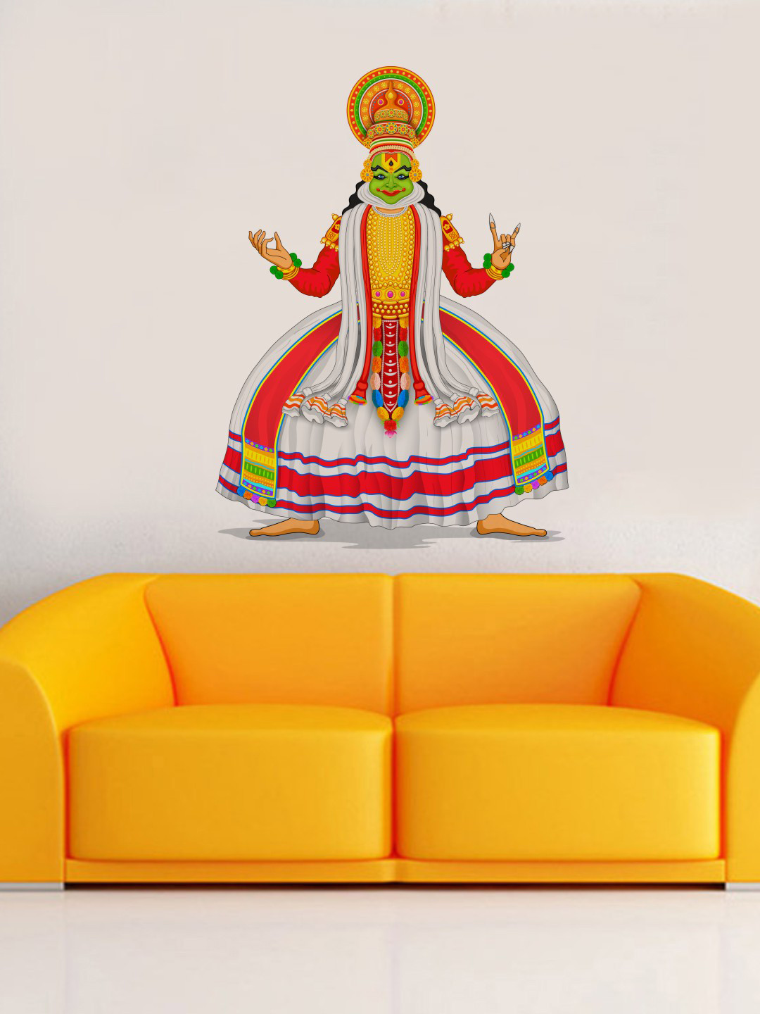 rawpockets Red & White Kathakali Classical Dance Position Wall Sticker
