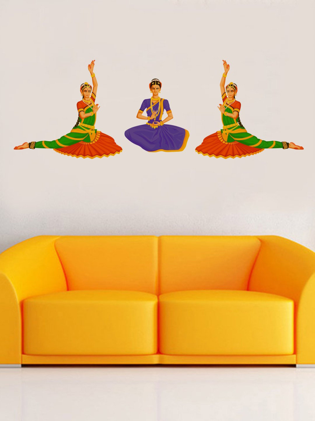 rawpockets Blue & Orange Bharatanatyam Classical Dance Wall Sticker