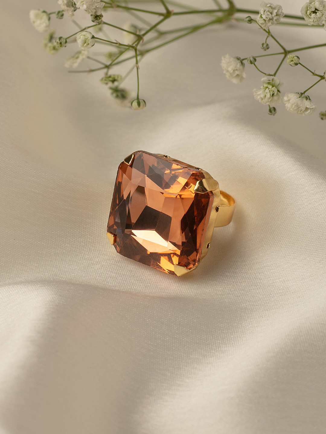 Zaveri Pearls Gold-Plated Bling Contemporary Adjustable Finger Ring