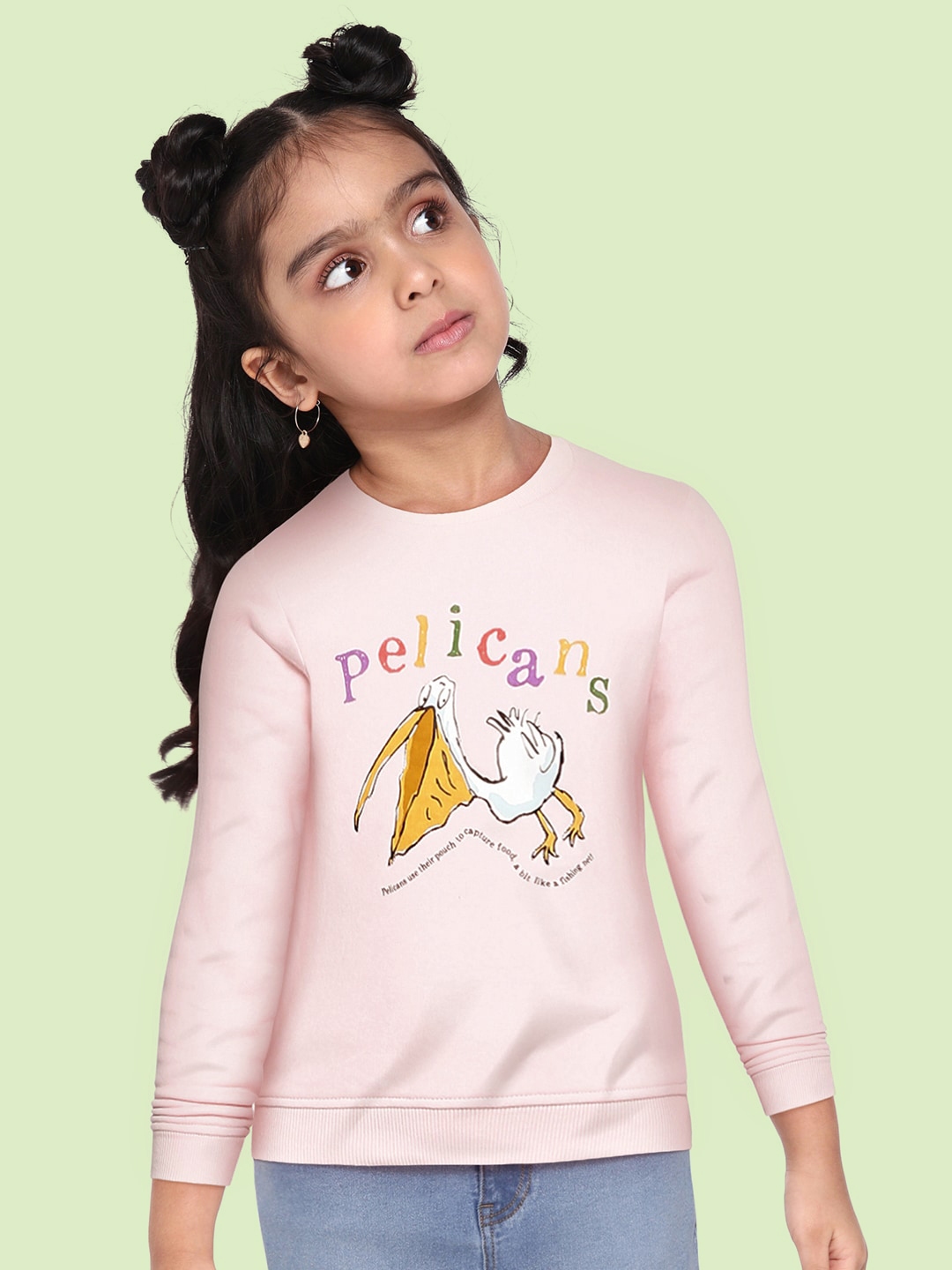 Marks   Spencer Girls Pink Pelican Print Sweatshirt