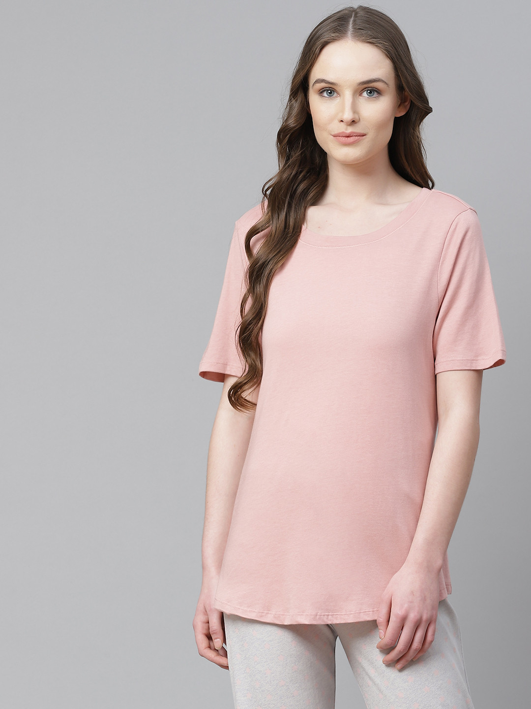 Marks & Spencer Women Dusty Pink Solid Lounge T-Shirt