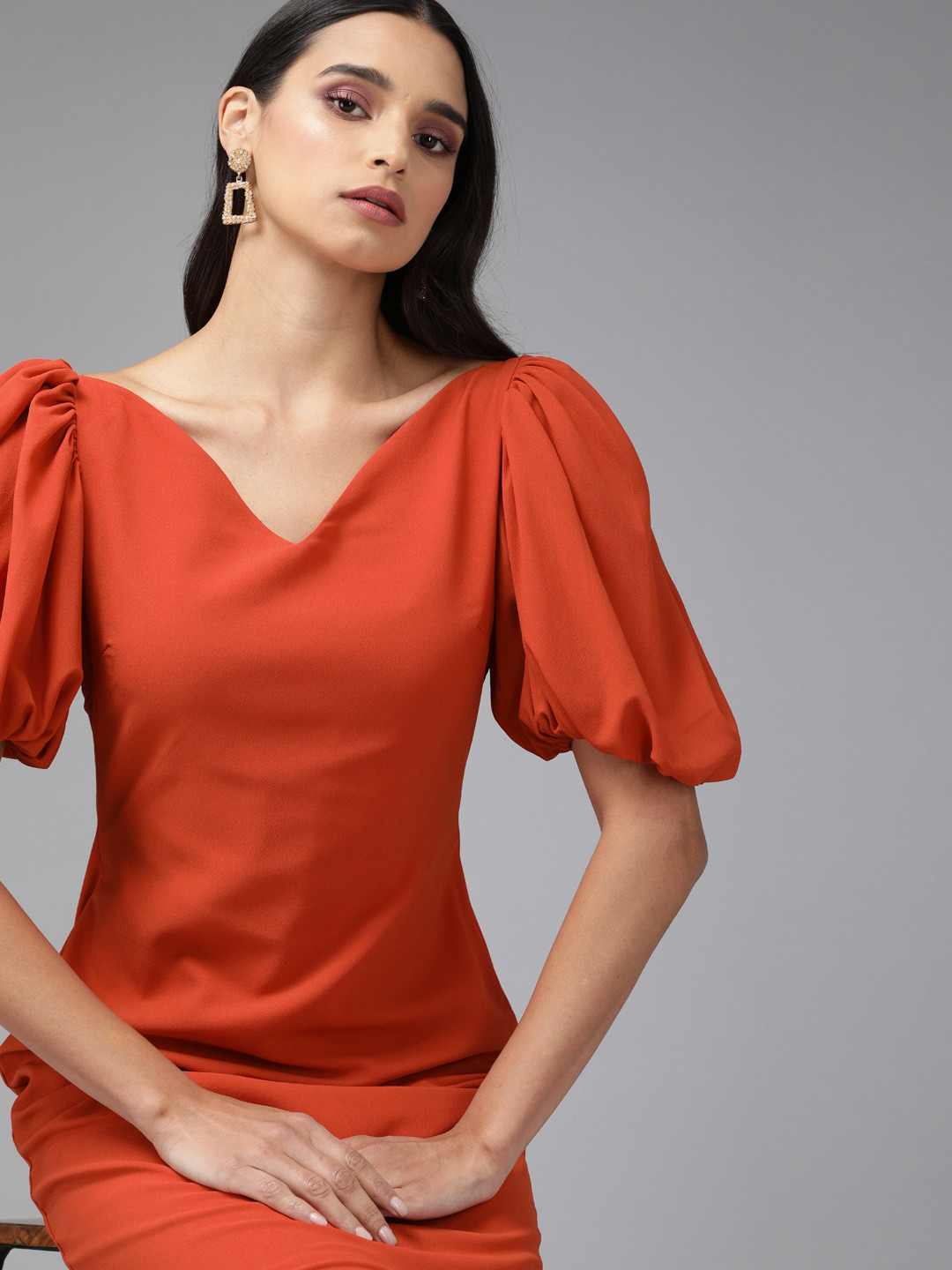 MISH Puffed Sleeve Sheath Dress