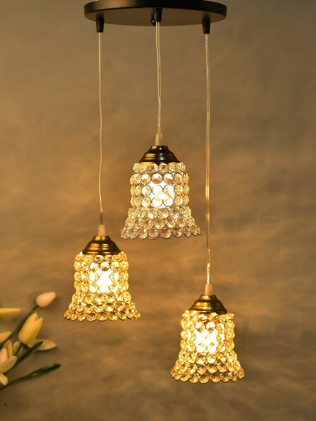 Homesake Transparent & Gold-Toned Self Design Crystal Cluster Light