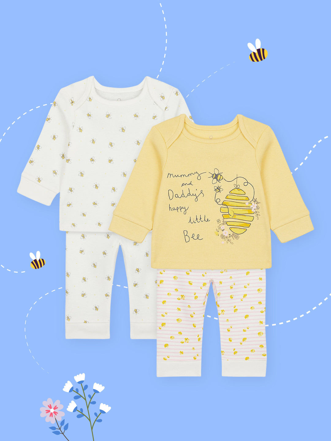 mothercare Girls Pack of 2 Printed Night suit
