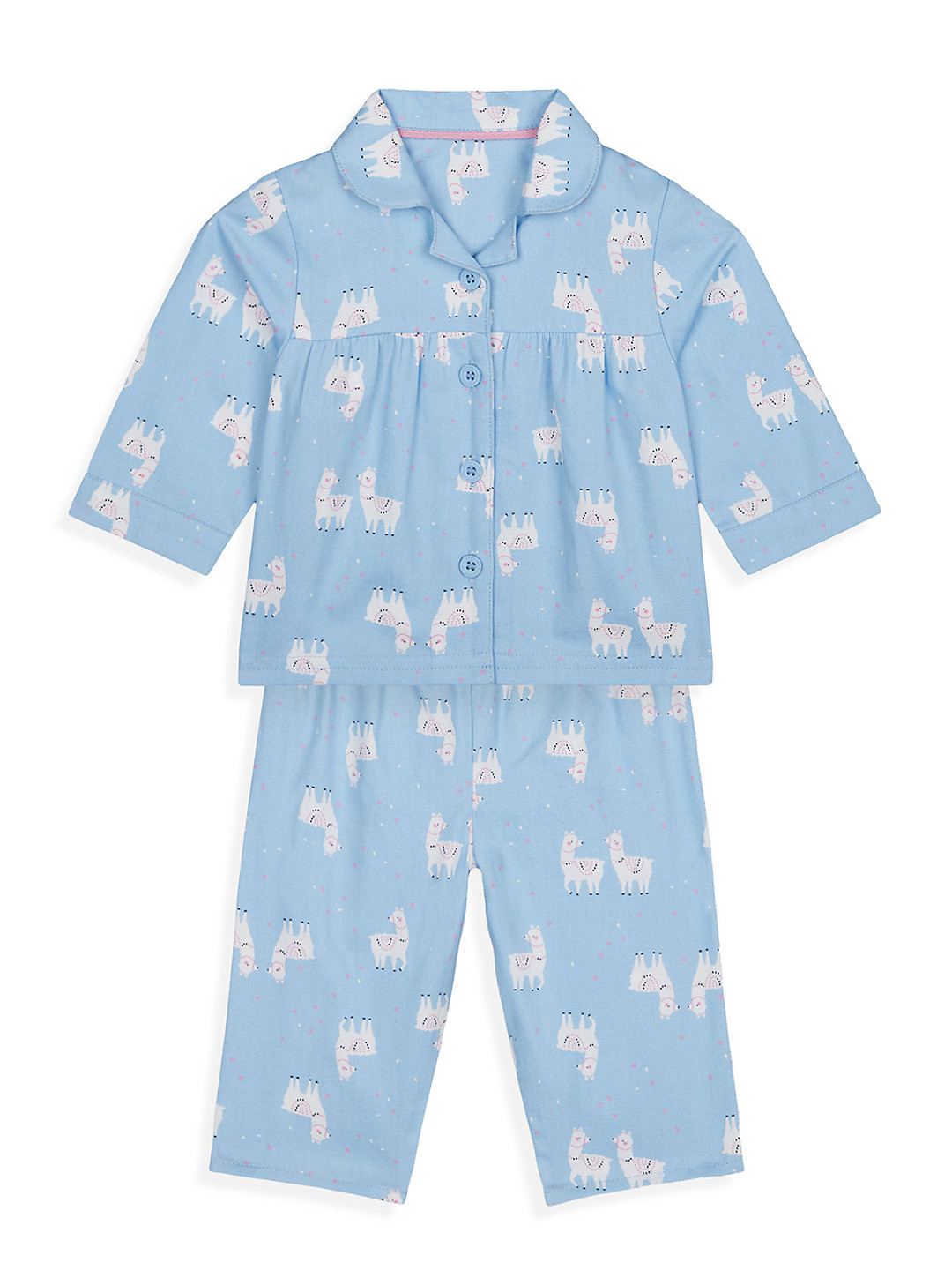 mothercare Infant Girl Blue Printed Pure Cotton Shirt & Pyjamas Clothing Set