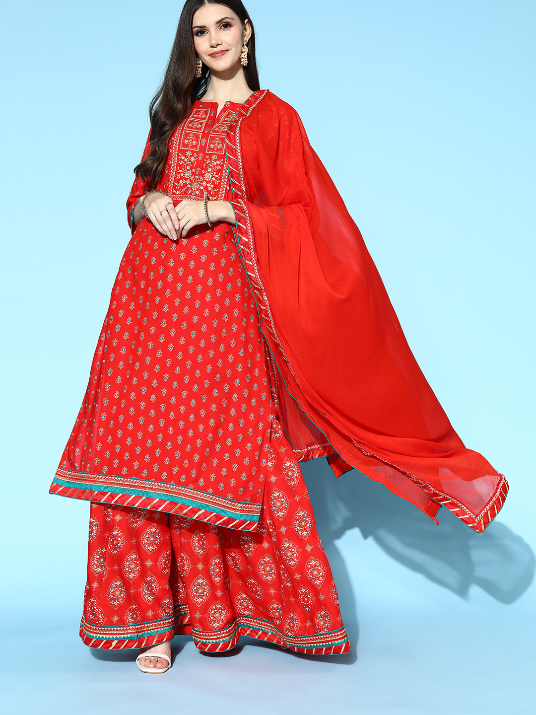 Kvsfab Women Ethnic Motifs Viscose Rayon Print Parade Kurta Set