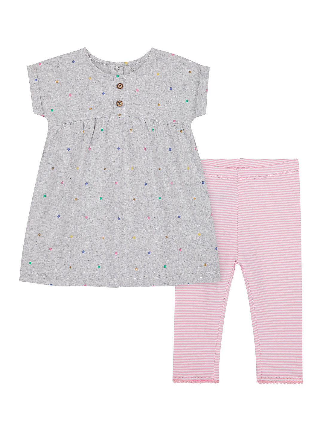 mothercare Girls Grey Printed Empire Dress With Leggings