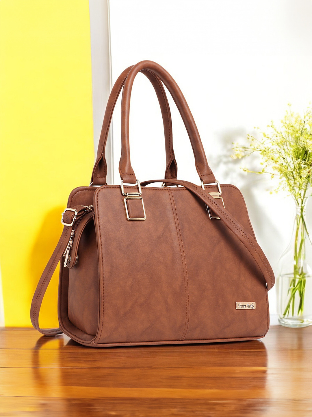 WOMEN MARKS Tan Solid Handheld Bag