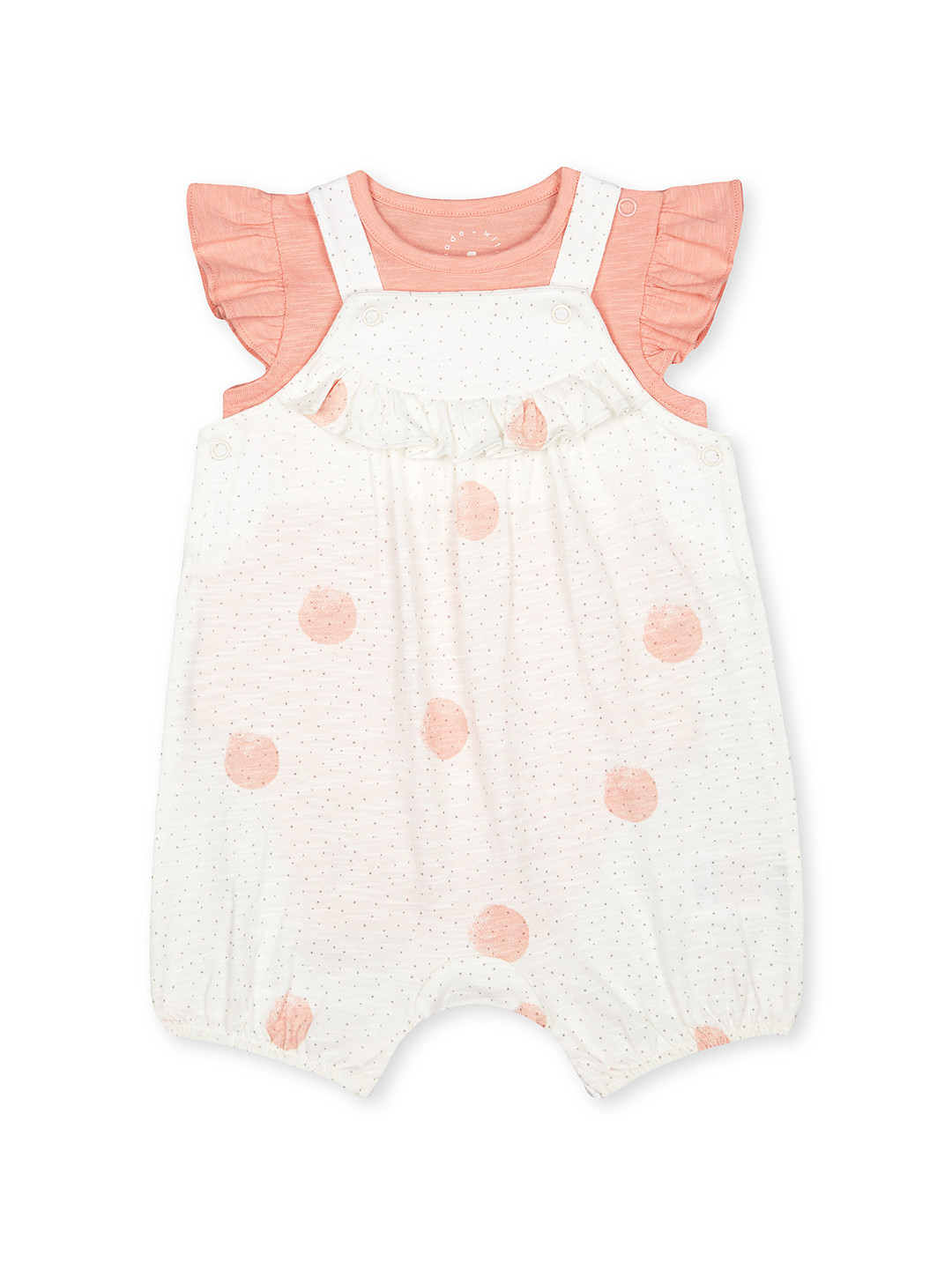 mothercare Infant-Girl White Printed Dungaree With Bodysuit