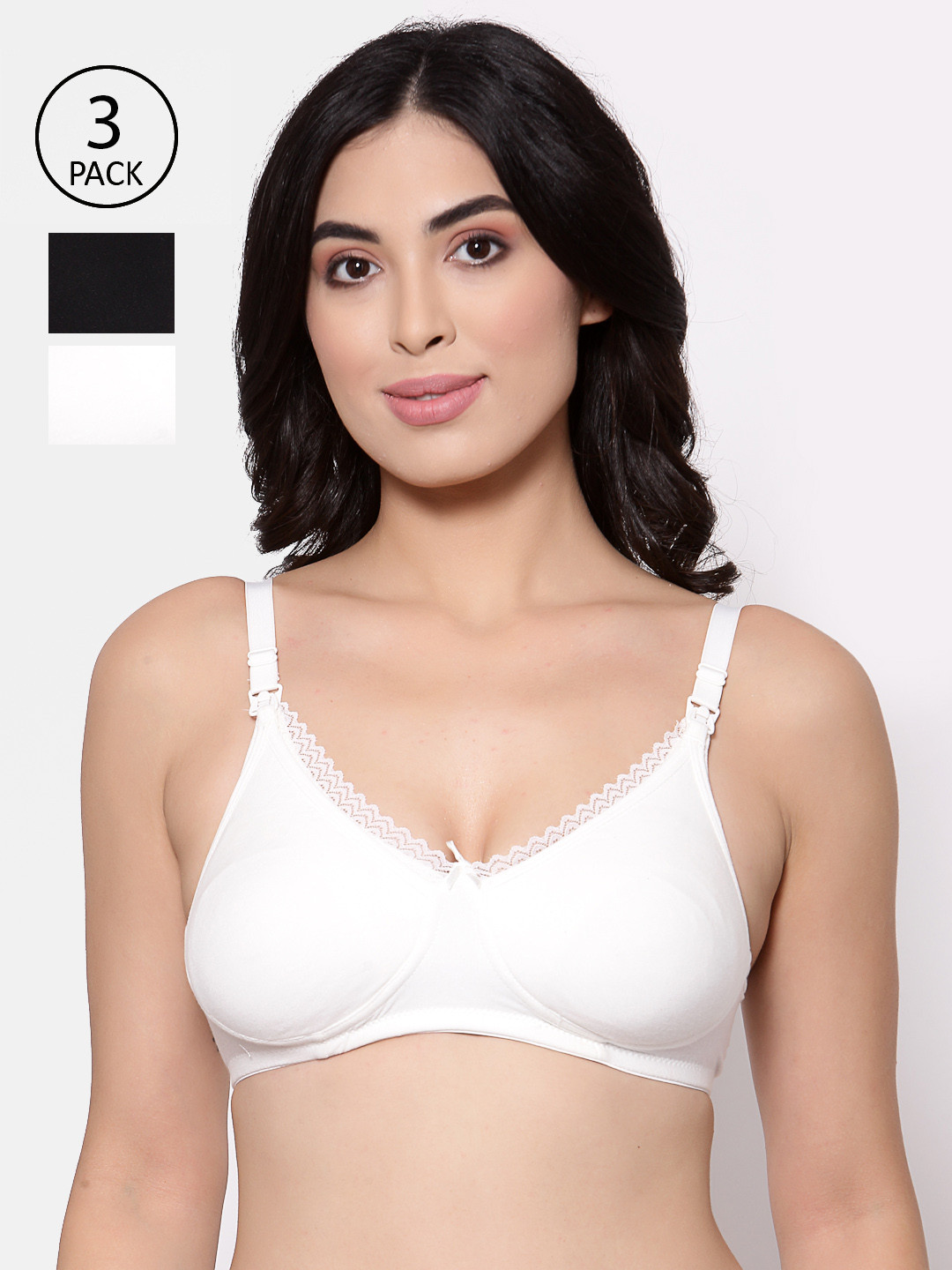 Inner Sense Pack of 3 Bamboo cotton Non Padded Full coverage Maternity Bra