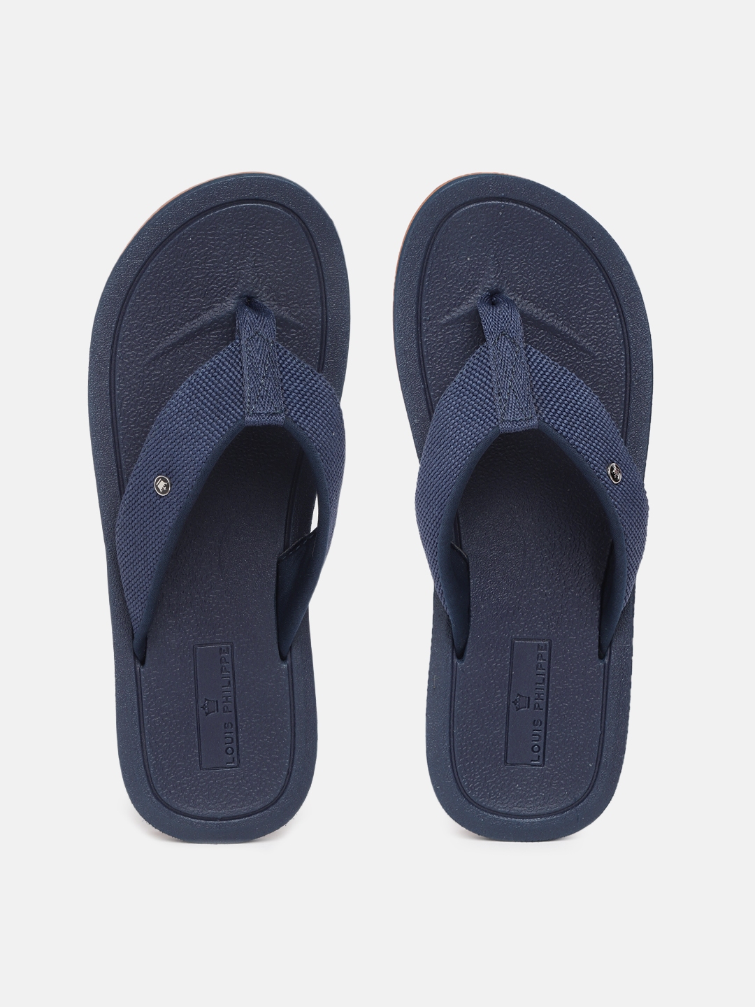 Buy Louis Philippe Men Navy Blue Solid Knitted Thong Flip Flops