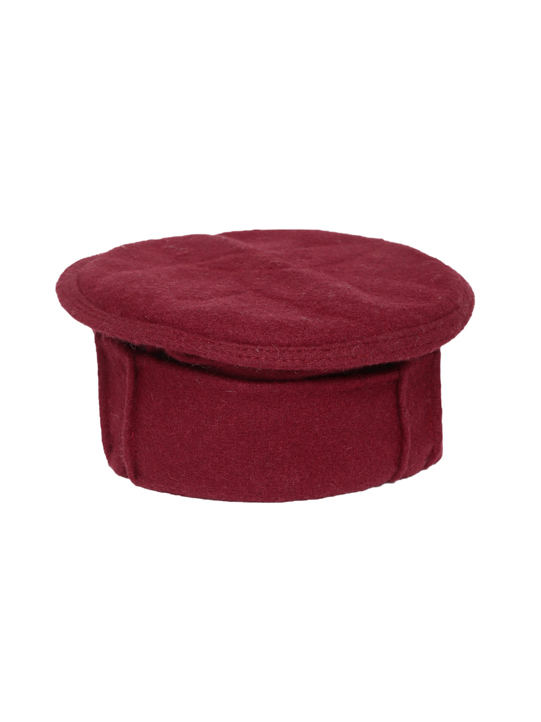 Vastraa Fusion Unisex Maroon Solid Woollen Afghani Pakol Cap
