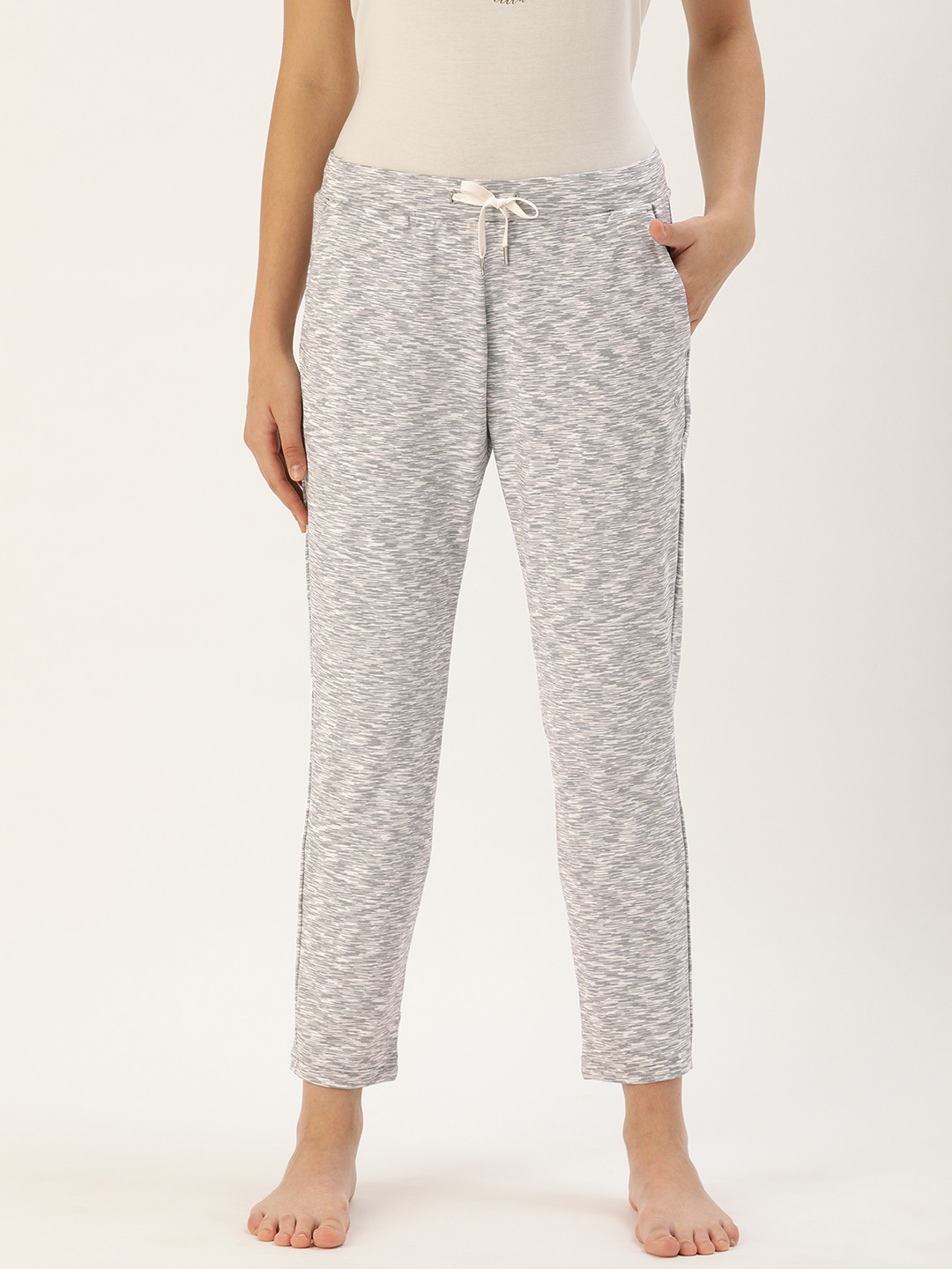 Enamor Women Ivory Space Relaxed Fit Rapid Dry & Antimicrobial Lounge Pants