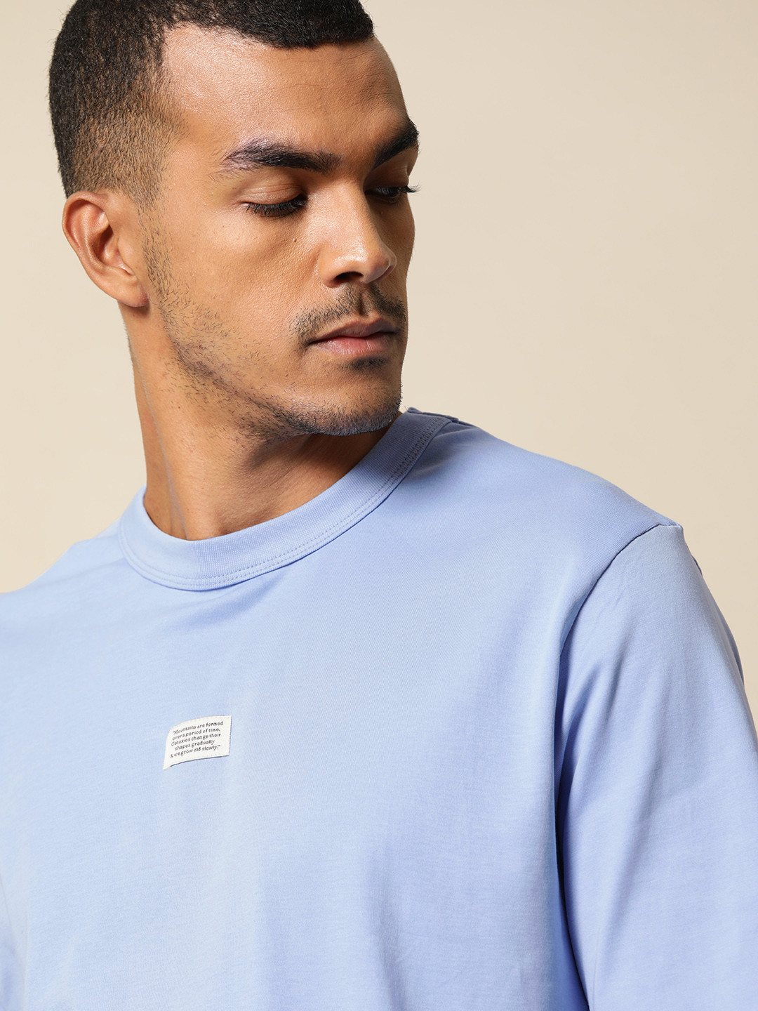 Mr Bowerbird Men Blue  Cotton Philosophy Crew Neck Oversized  Cotton T-shirt