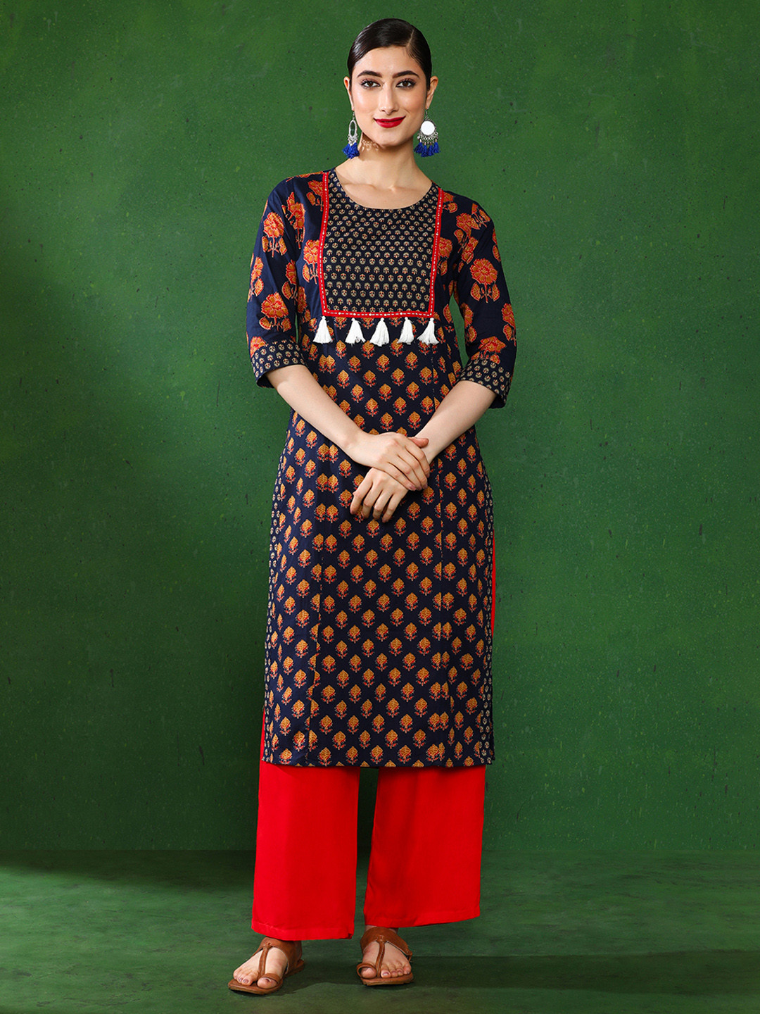 Jaipur Kurti Ethnic Print Straight Cotton Kurtas